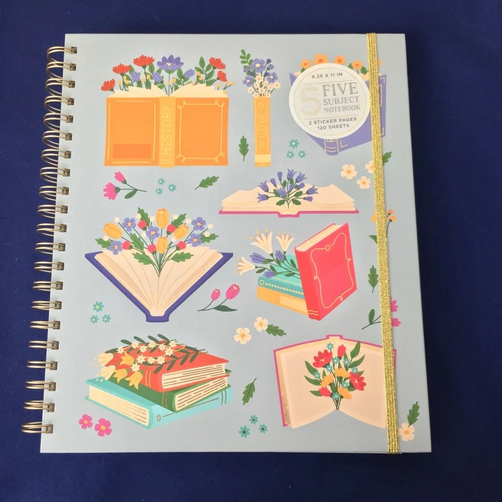 Flowers and Books Spiral Notebook